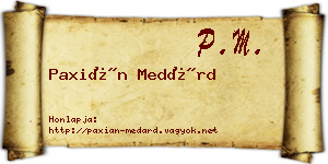 Paxián Medárd névjegykártya
